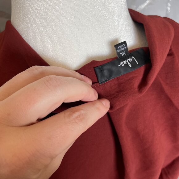 Rust Collared Button-Up Pleated Midi Dress - Picture 6 of 7